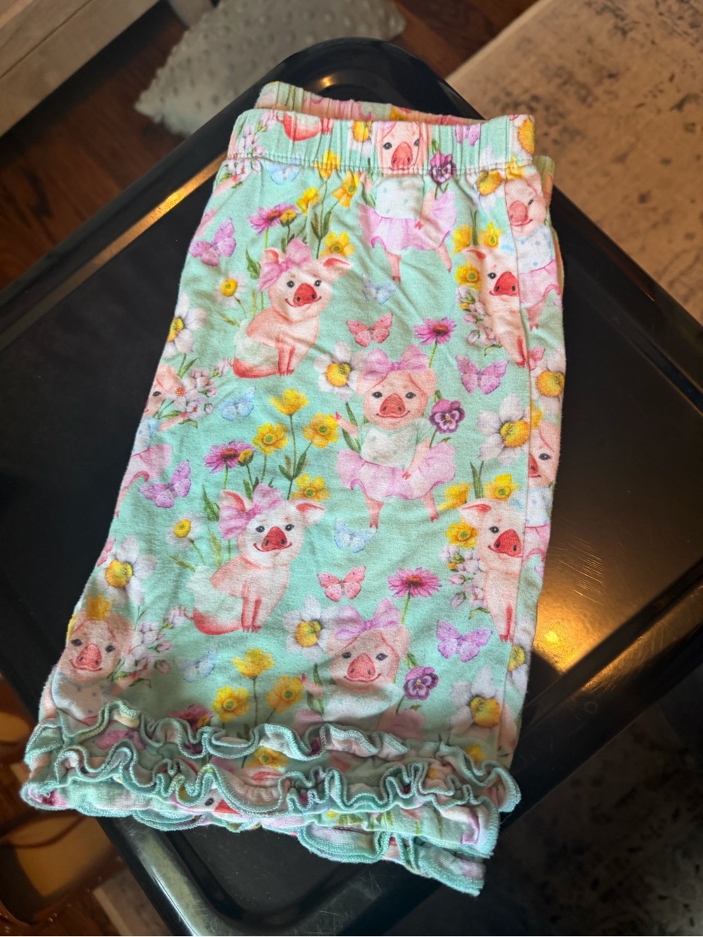 Posh Peanut Mint Green Pig & Flower Pajama Pants